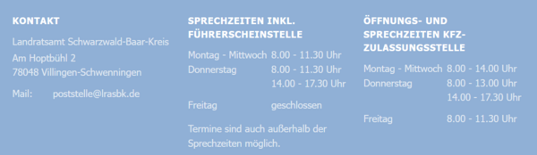 Kontakt und Öffnungszeiten