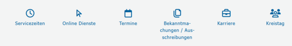 Zeile Servicezeiten, Onlinedienste usw.
