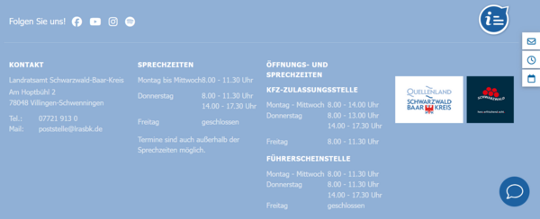 Infokasten_Kontakt und &Ouml;ffnungszeiten
